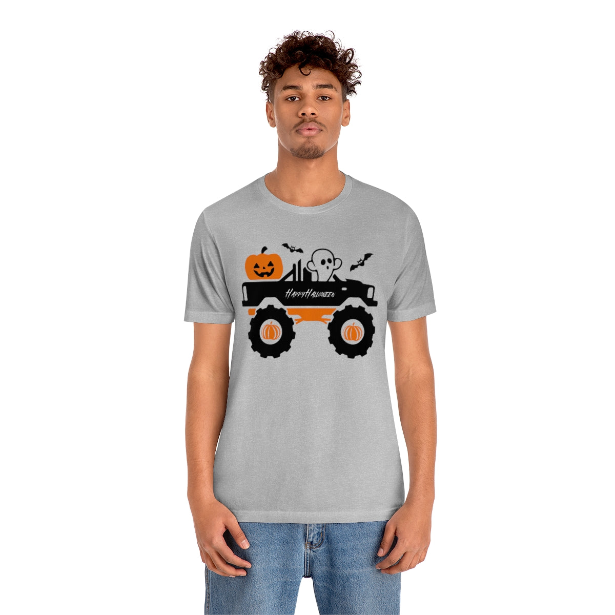 Big Rig Ghost Happy Halloween, Pumpkin Tshirt, Funny TShirt Design on Unisex Jersey Short Sleeve Tee