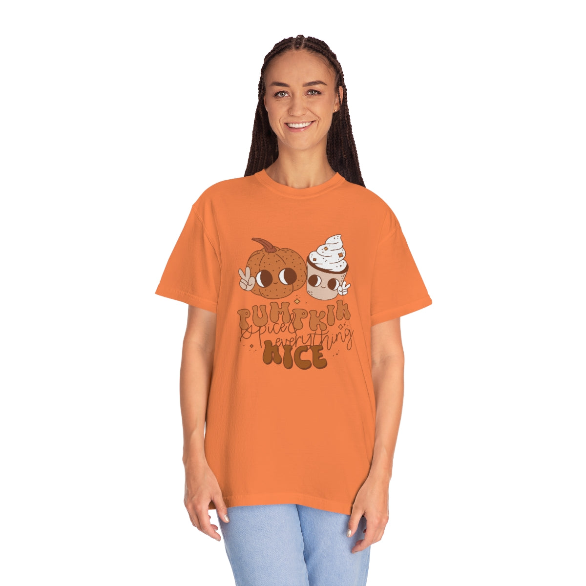 Pumpkin Spice Everything Cute Coffee & Pumpkin Halloween Design, Halloween Tshirt, Funny Tshirt Design on Unisex Garment-Dyed T-shirt