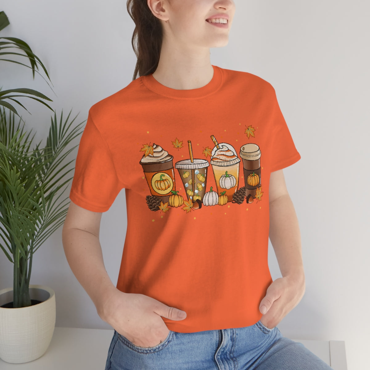 Fall Coffee Shirt Pumpkin Spice Coffee Design Short Sleeve Tshirt