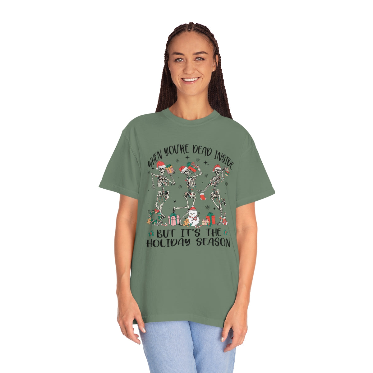 When You're Dead Inside but it's the Holiday Season Skeletons Funny Christmas Tshirt