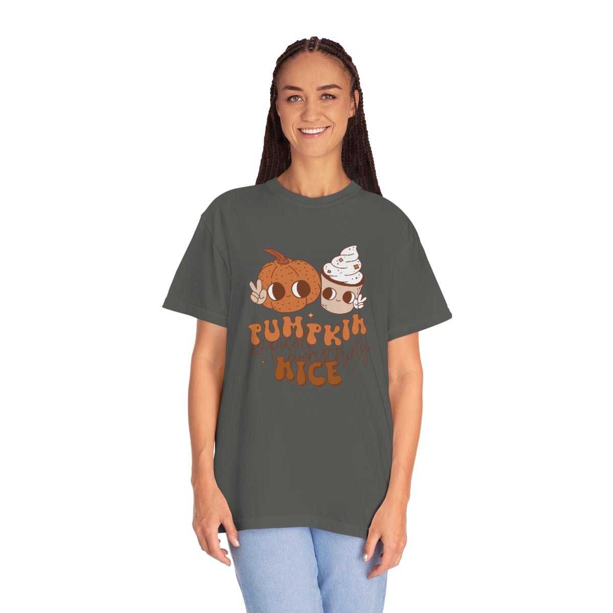 Pumpkin Spice Everything Cute Coffee & Pumpkin Halloween Design, Halloween Tshirt, Funny Tshirt Design on Unisex Garment-Dyed T-shirt