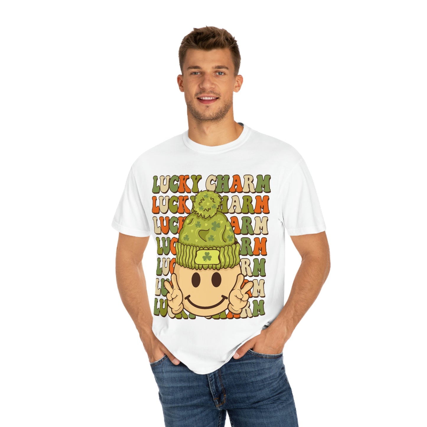 Retro Lucky Charm Happy Face St. Pattys Day Tshirt