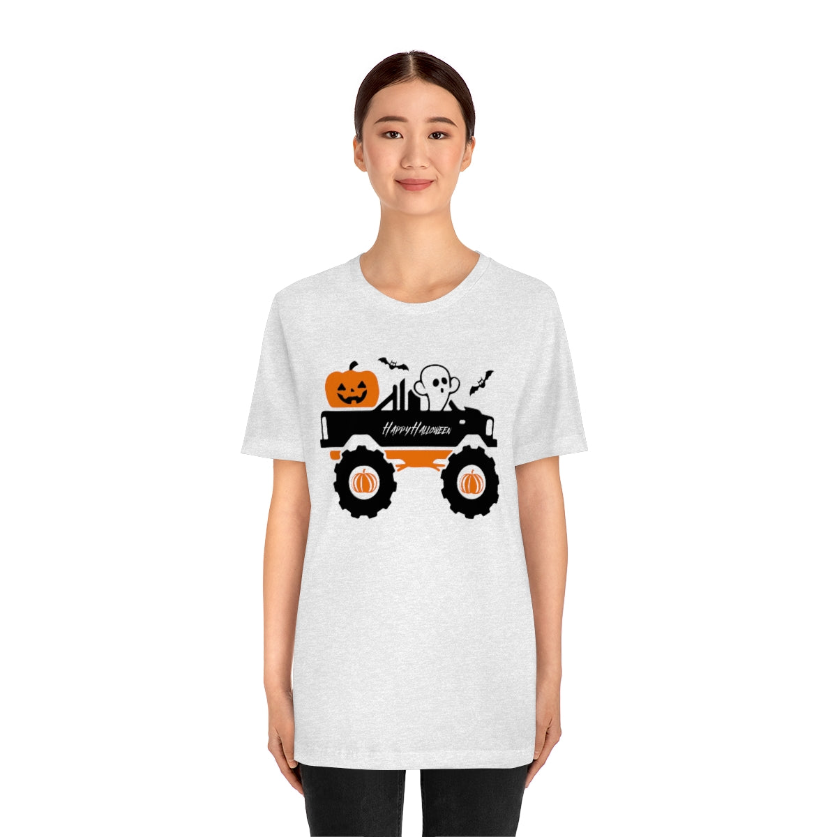 Big Rig Ghost Happy Halloween, Pumpkin Tshirt, Funny TShirt Design on Unisex Jersey Short Sleeve Tee