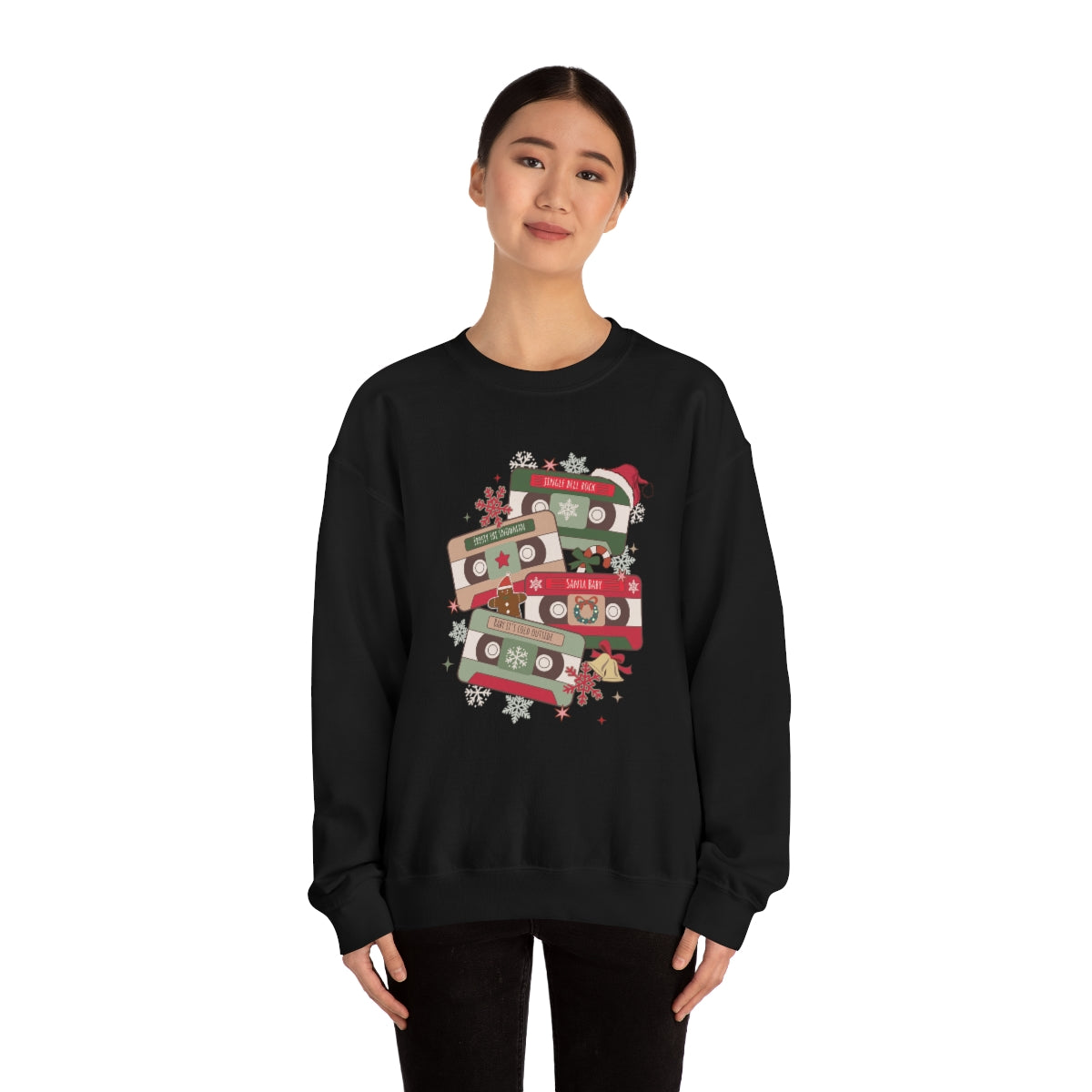 Retro Cassette Christmas Music Sweatshirt