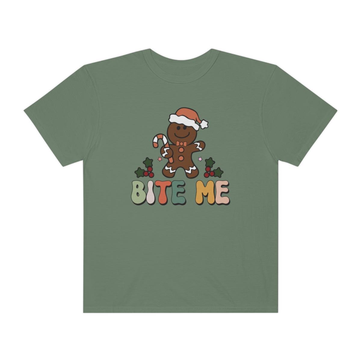 Bite Me Gingerbread Cookie Retro Christmas Tshirt