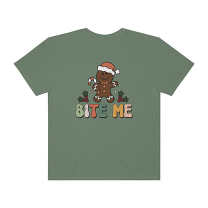 Bite Me Gingerbread Cookie Retro Christmas Tshirt