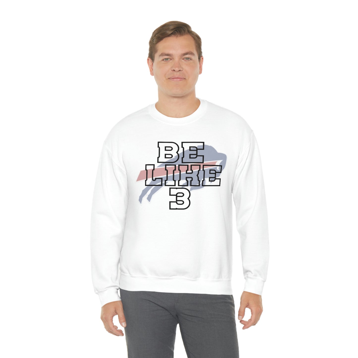 Be Like #3 Damar Hamlin Black Outline Buffalo Bills Logo Crewneck Sweatshirt