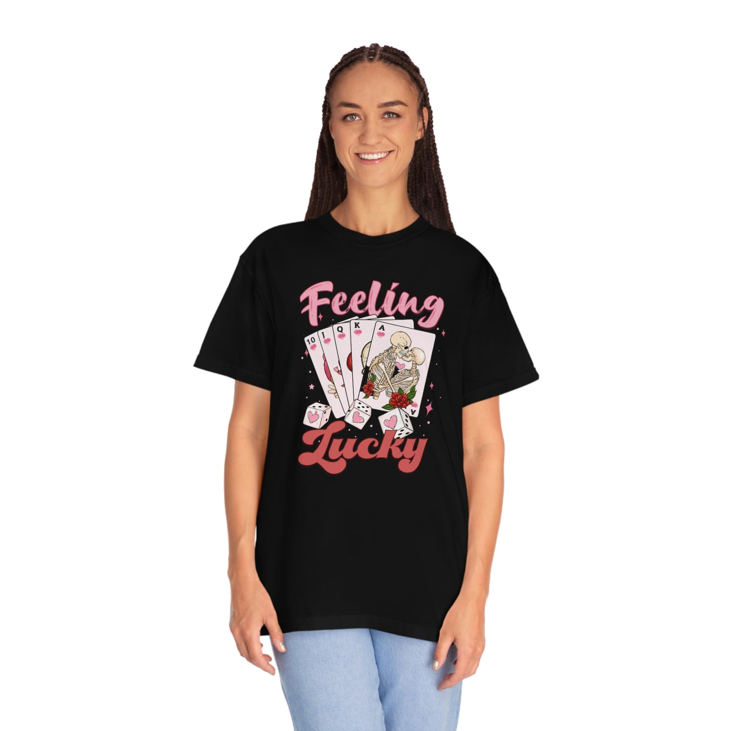 Feeling Lucky Skeleton Playing Cards Premium Valentines Day Tshirt