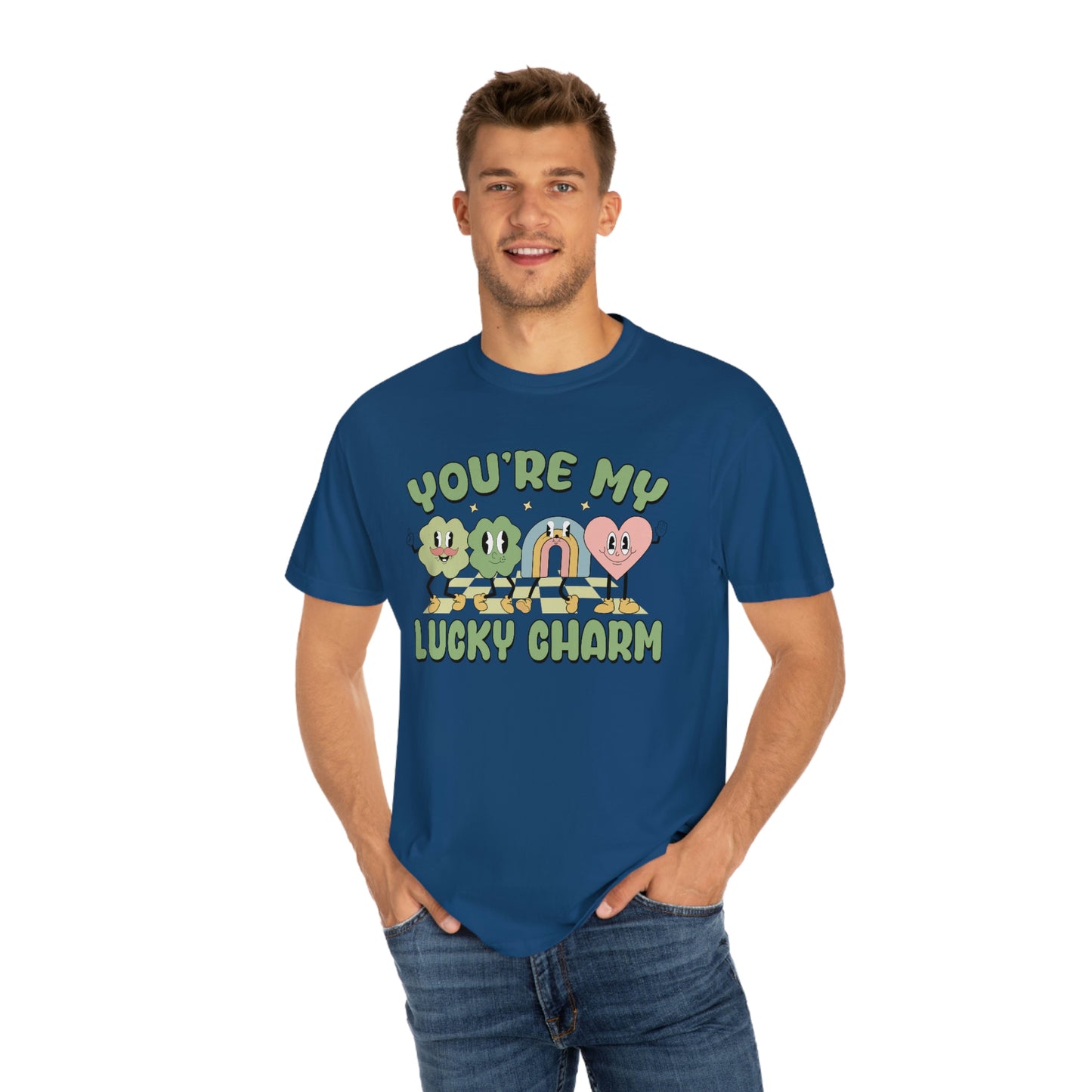 Retro Lucky Charm Rainbow Shamrock St. Pattys Day Tshirt