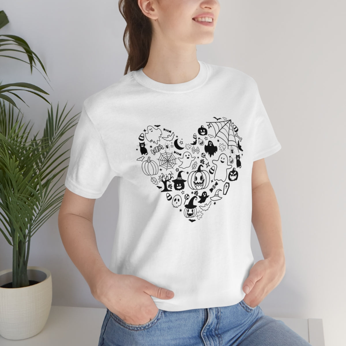 Heart Happy Halloween Tshirt Design on Unisex Jersey Short Sleeve Tee