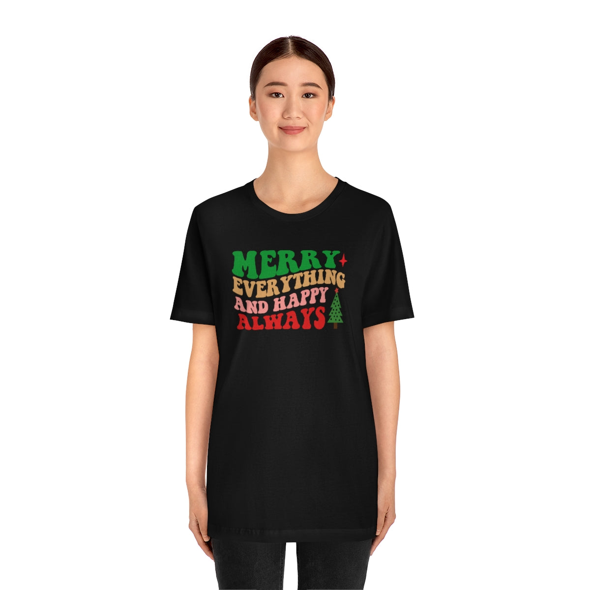 Merry Everything Retro Lettering Christmas Tshirt