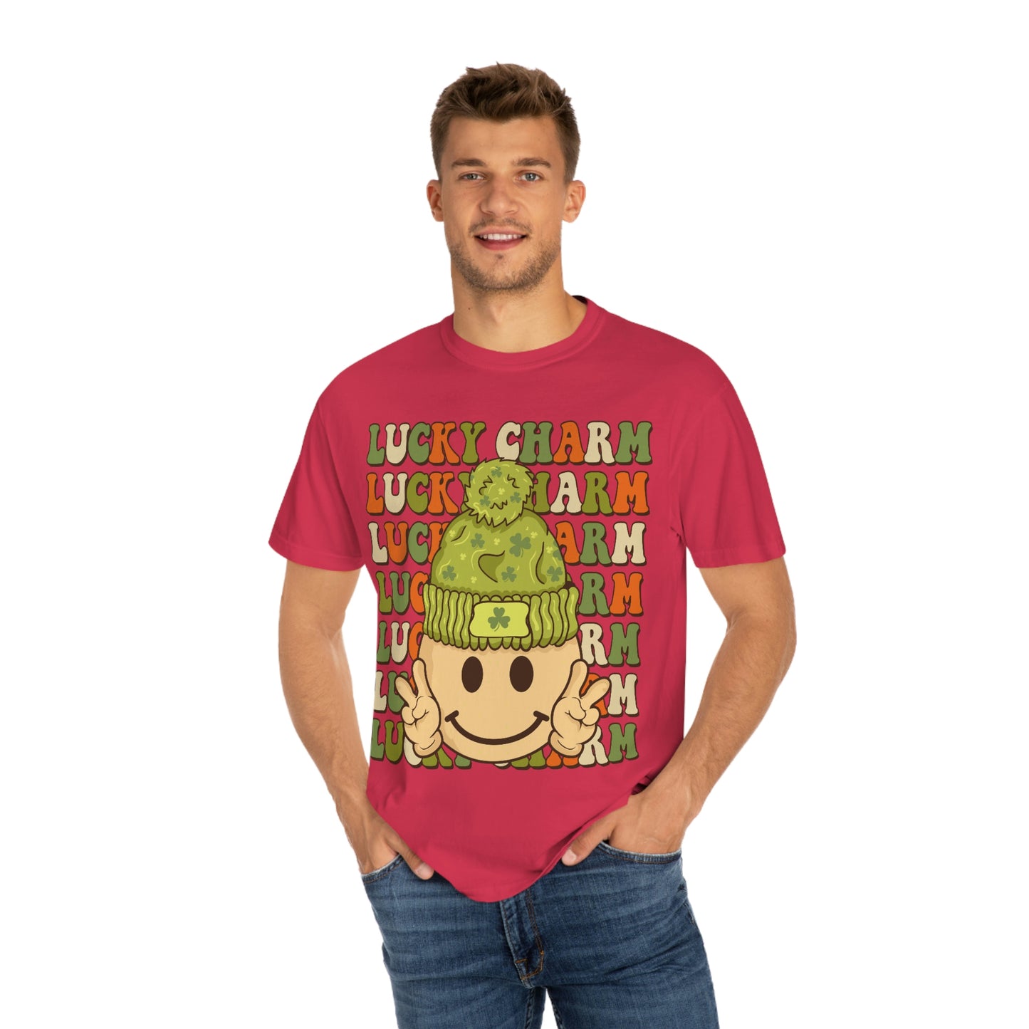 Retro Lucky Charm Happy Face St. Pattys Day Tshirt