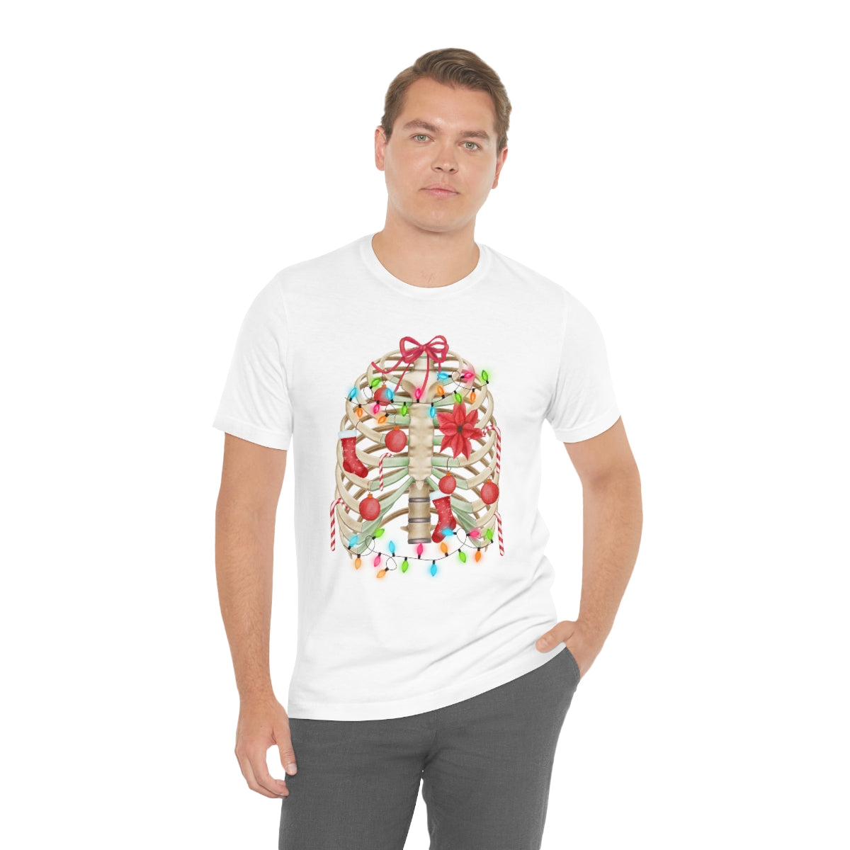 Skeleton Ribcage with Christmas Lights Tshirt