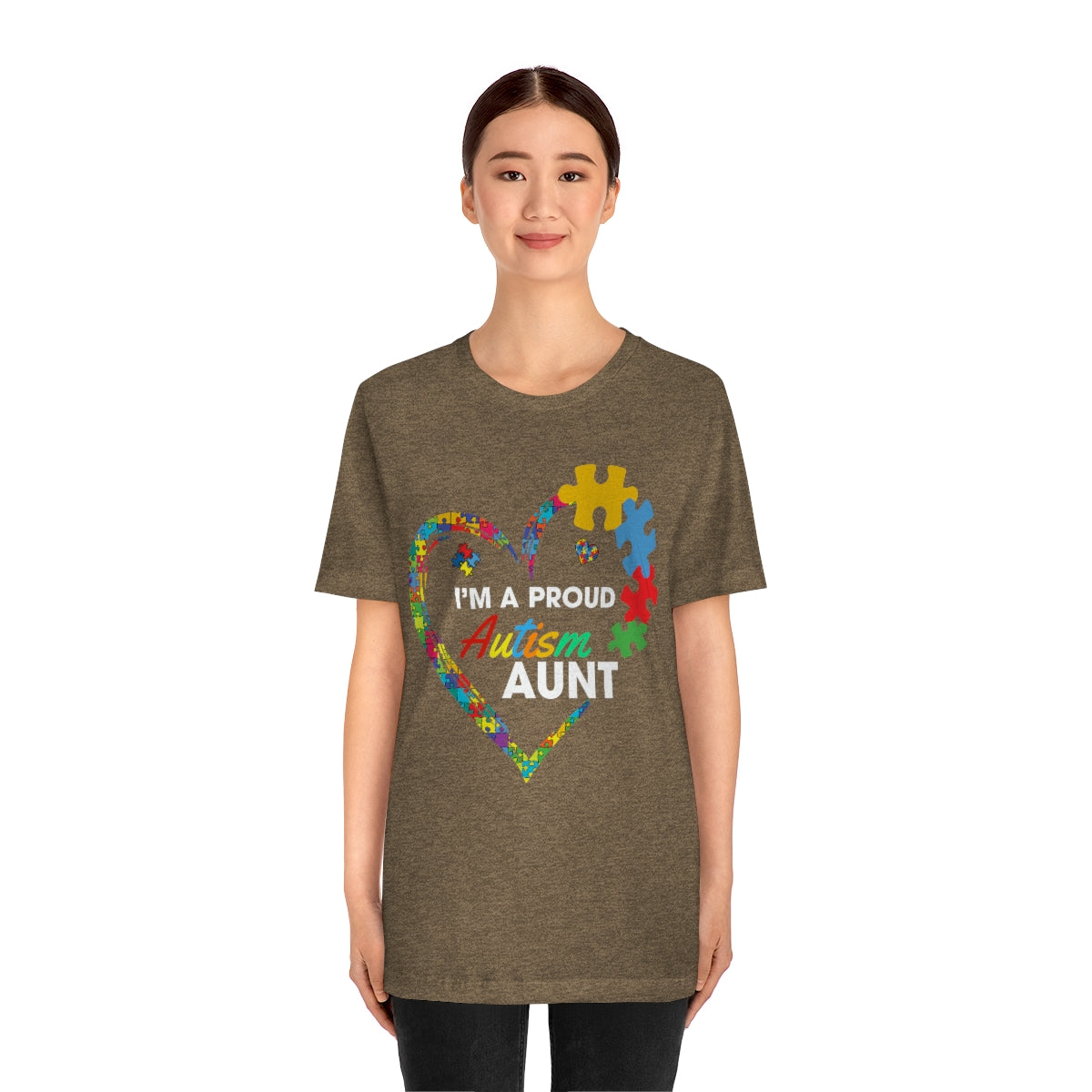 Proud Autism Aunt Heart Puzzle Pieces Tshirt