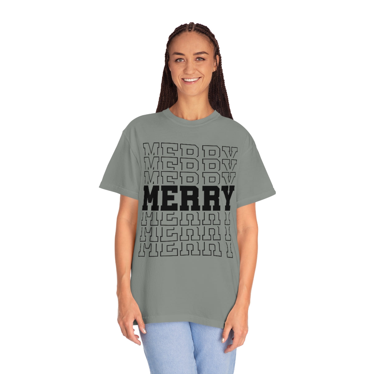 Merry Merry Merry Varsity Lettering Christmas Holiday Tshirt