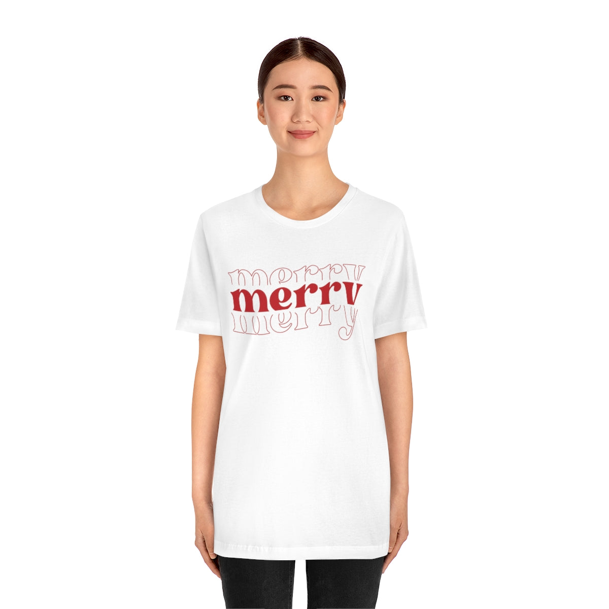 Merry Merry Merry Red Cute Christmas Holiday Tshirt