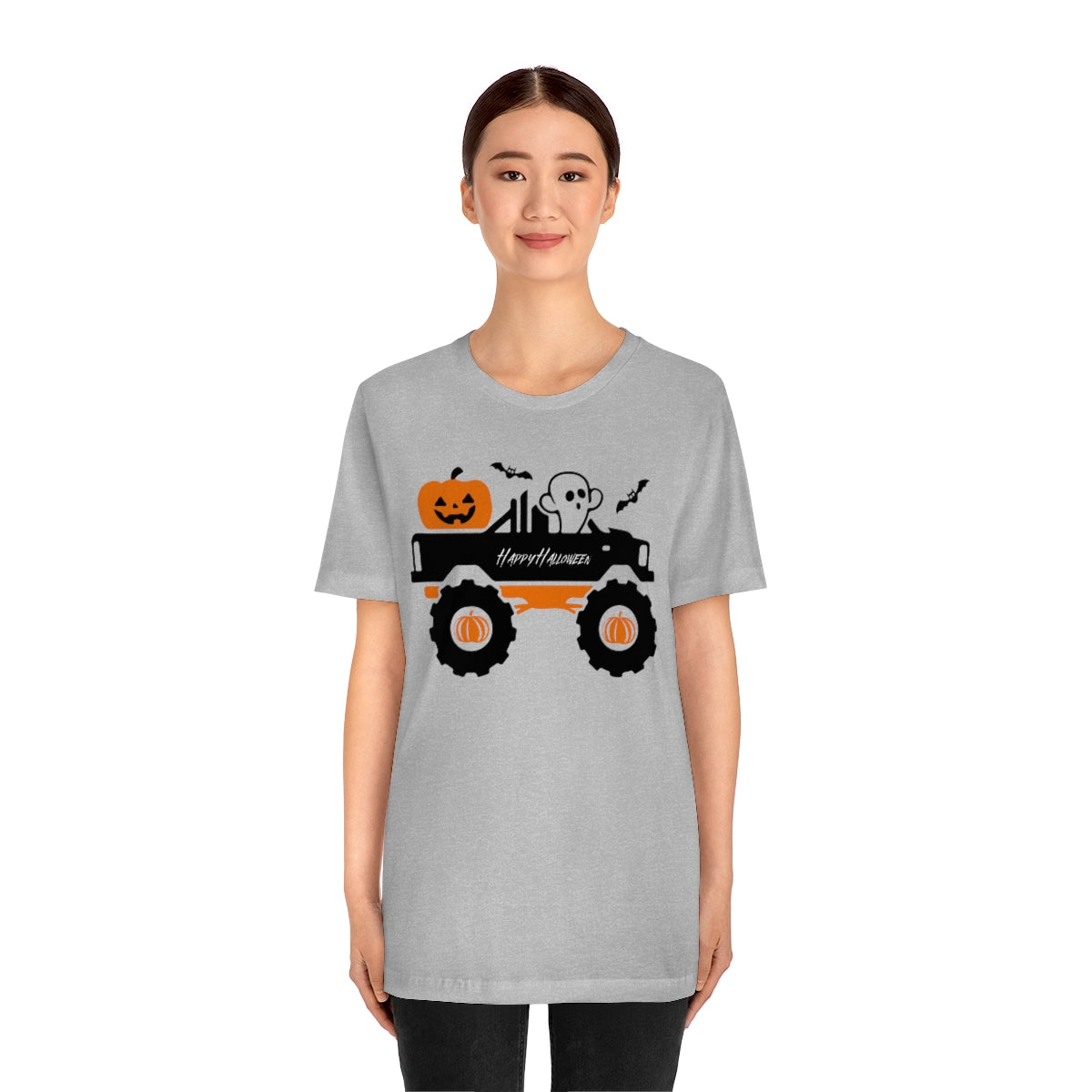 Big Rig Ghost Happy Halloween, Pumpkin Tshirt, Funny TShirt Design on Unisex Jersey Short Sleeve Tee