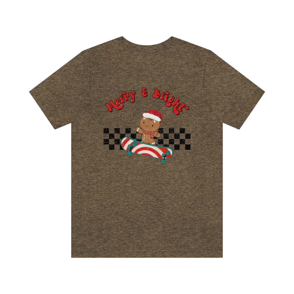 Merry & Bright Skating Gingerbread Christmas Tshirt