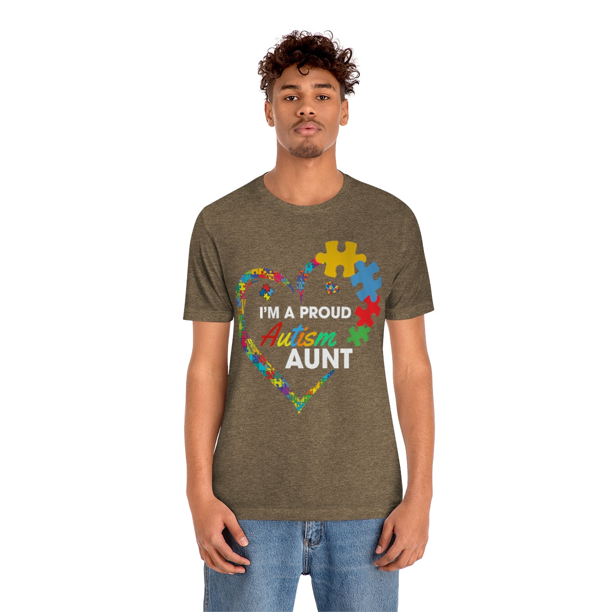 Proud Autism Aunt Heart Puzzle Pieces Tshirt