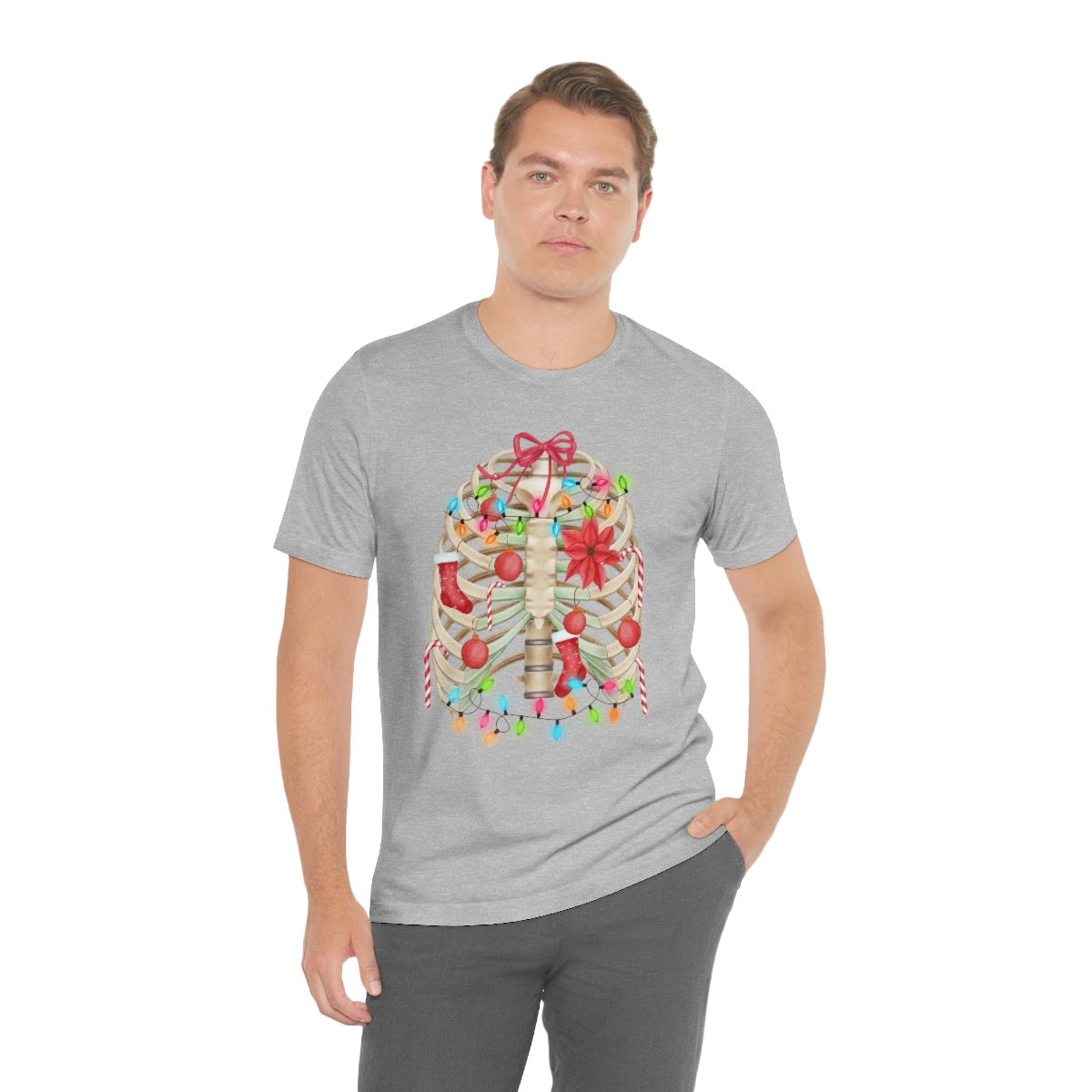 Skeleton Ribcage with Christmas Lights Tshirt