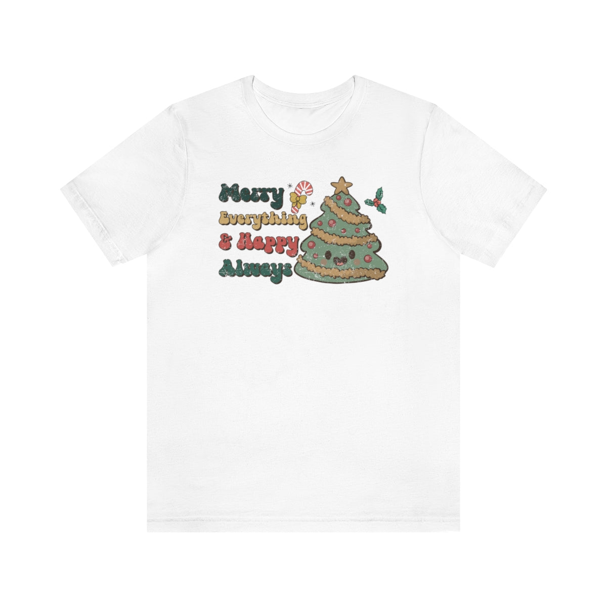 Merry Everything Tree Retro Christmas Tshirt