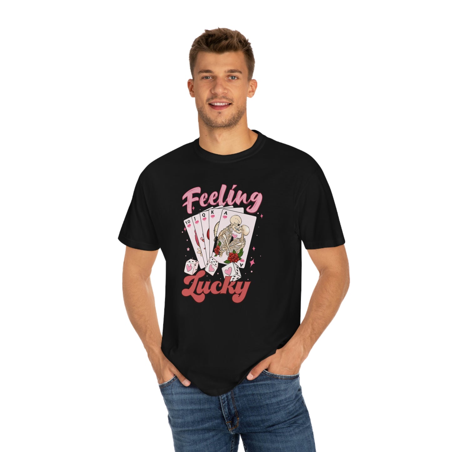 Feeling Lucky Skeleton Playing Cards Premium Valentines Day Tshirt