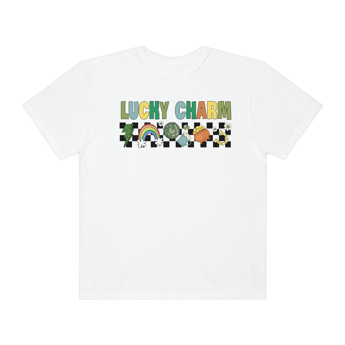 Lucky Charm Vintage Retro Checkers St. Pattys Day Tshirt