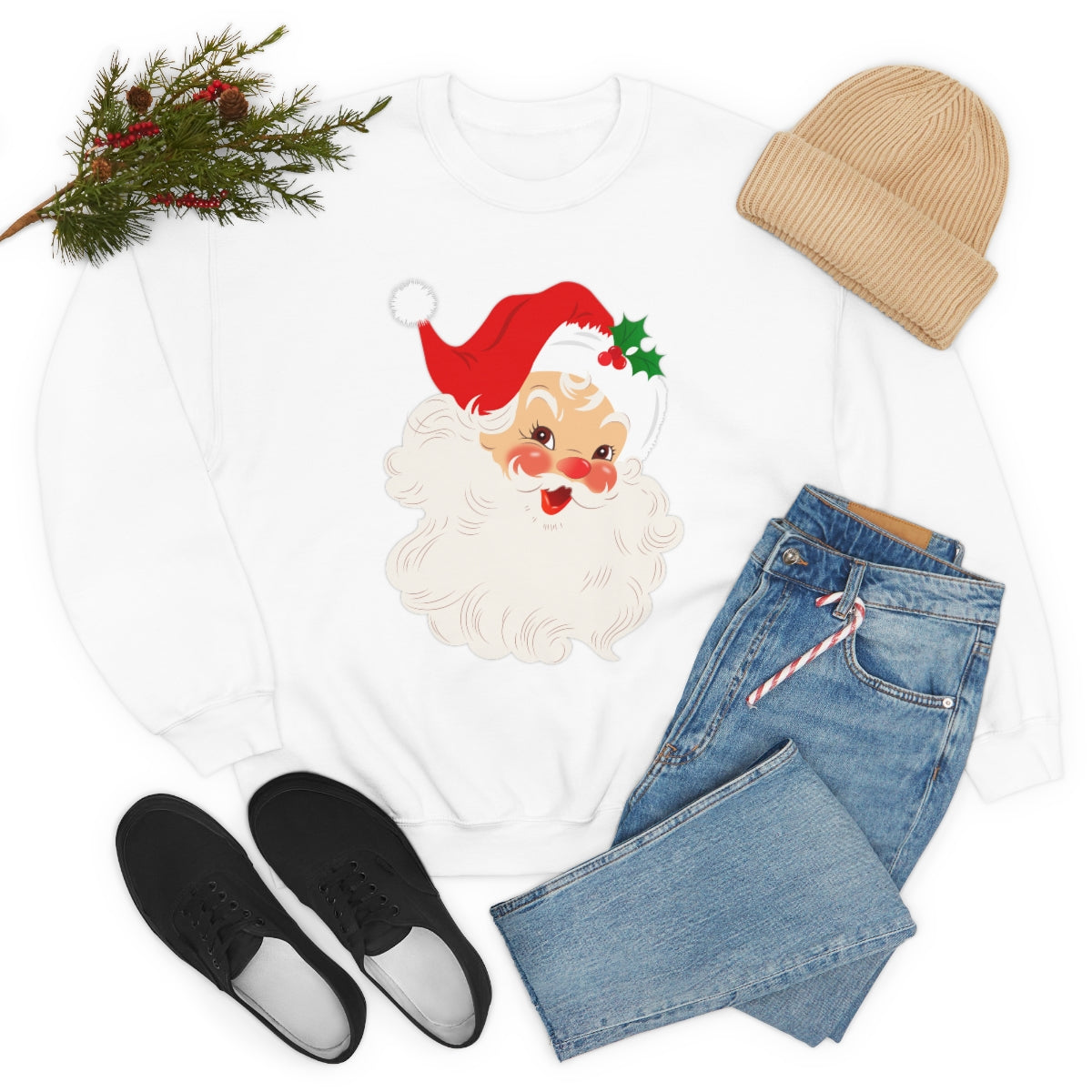 Cute Retro Vintage Classic Santa Kris Kringle Christmas Sweatshirt