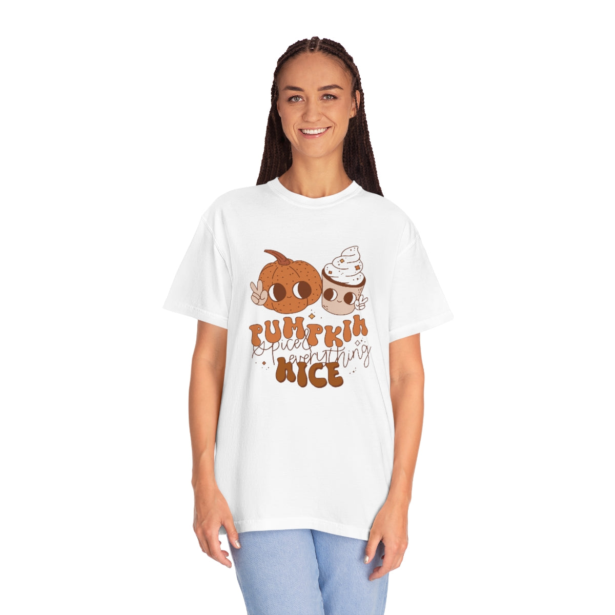 Pumpkin Spice Everything Cute Coffee & Pumpkin Halloween Design, Halloween Tshirt, Funny Tshirt Design on Unisex Garment-Dyed T-shirt