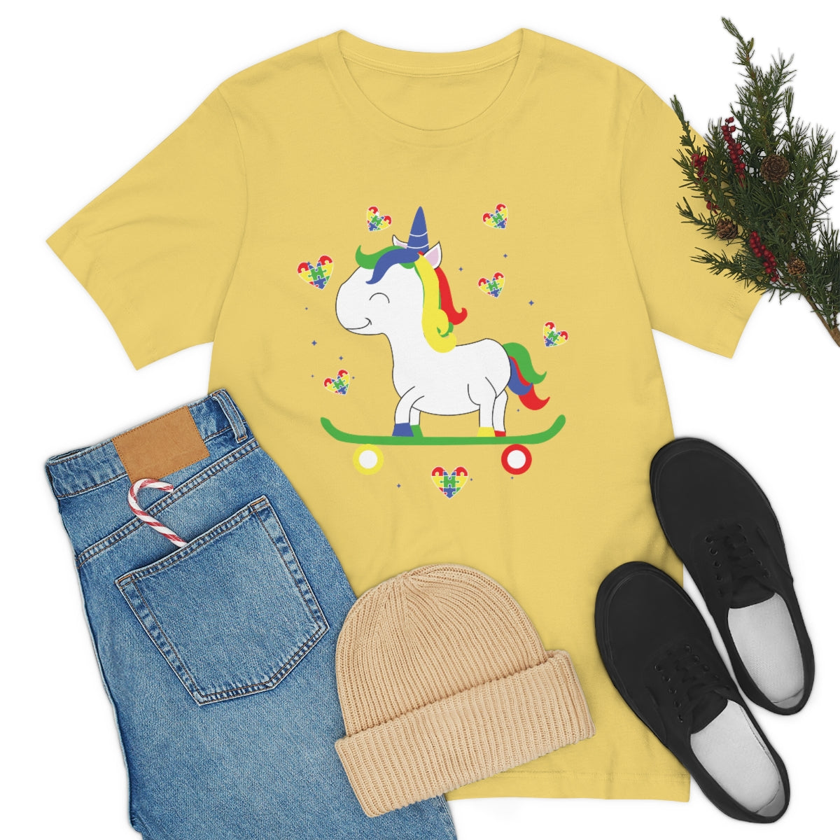 Cute Skateboarding Unicorn Autism Awareness Tshirt