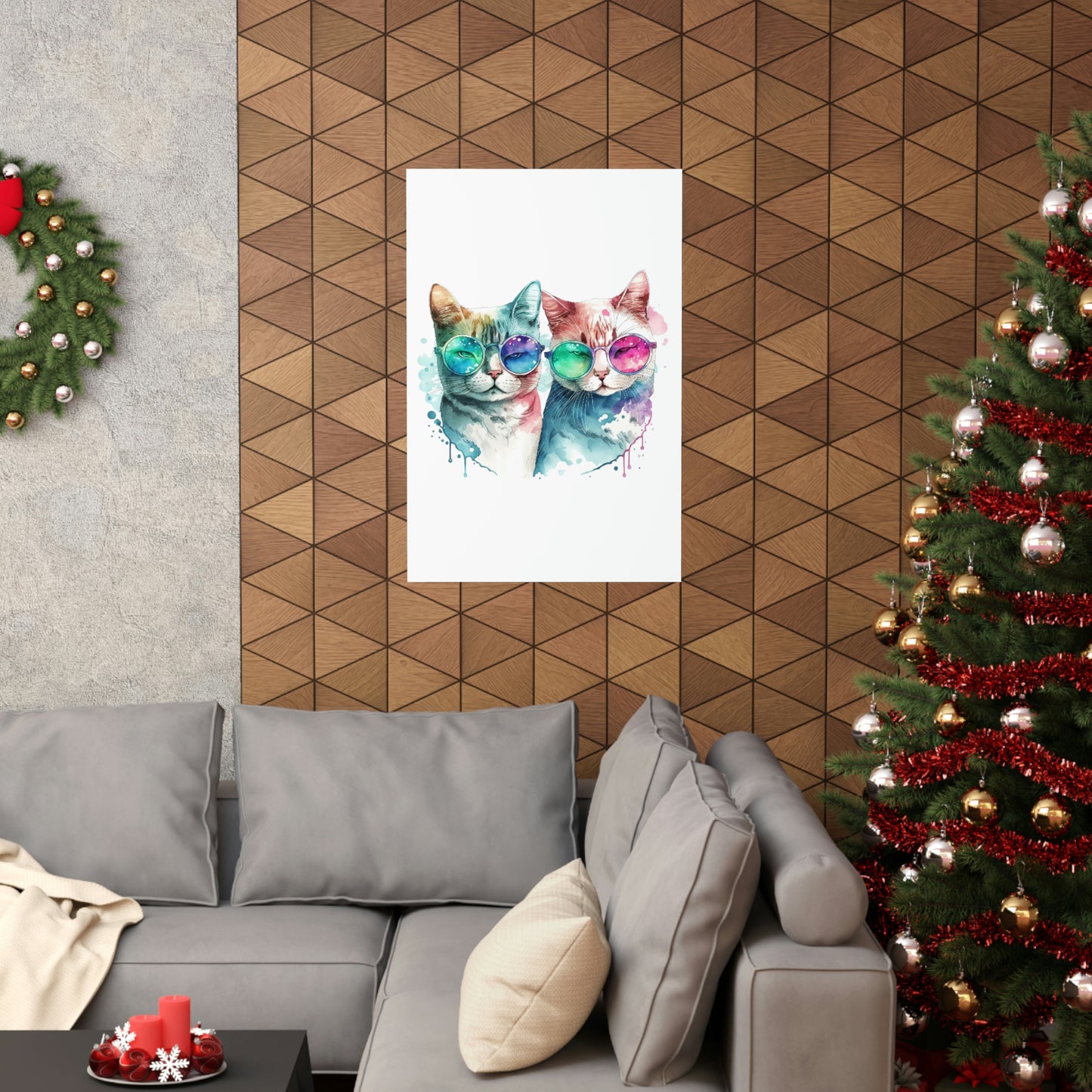 Cute Cat Couple Valentines Gift for Her Premium Matte Vertical Poster