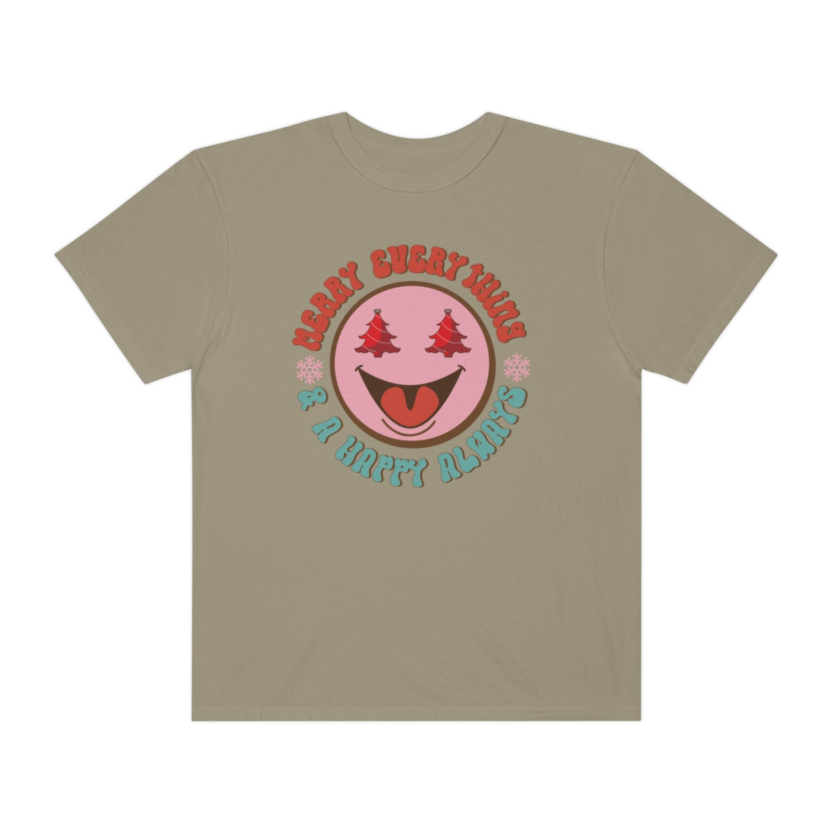 Merry Everything Happy Always Happy Face Retro Christmas Tshirt