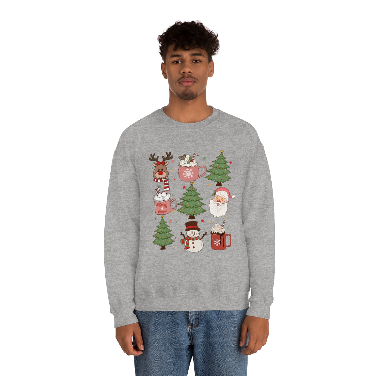 Cute Snowman Santa Reindeer Christmas Xmas Holiday Sweatshirt