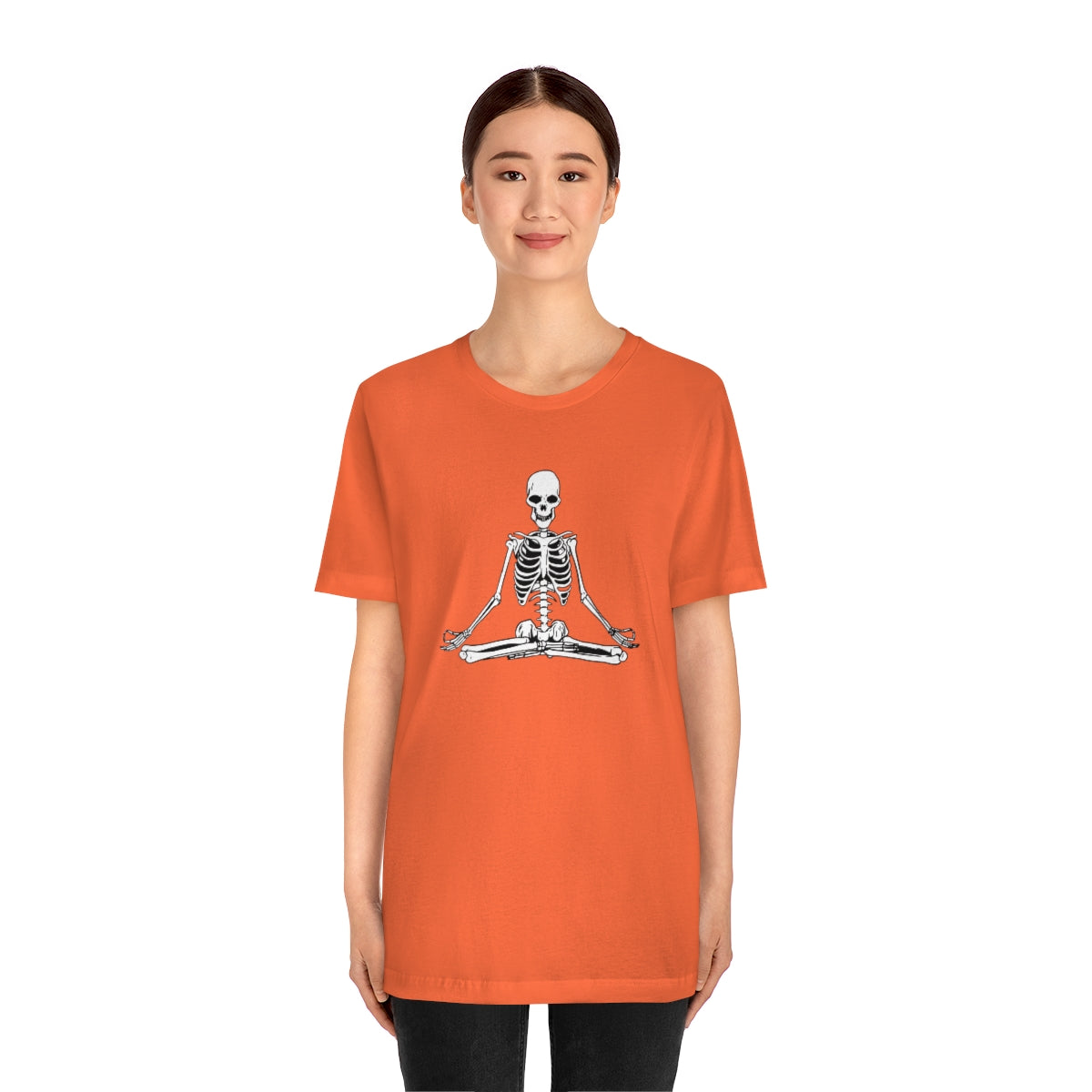 Meditating Yoga Skeleton TShirt, Funny Shirt, Namaste Skeleton, Halloween Lover Gift on Unisex Jersey Short Sleeve Tee