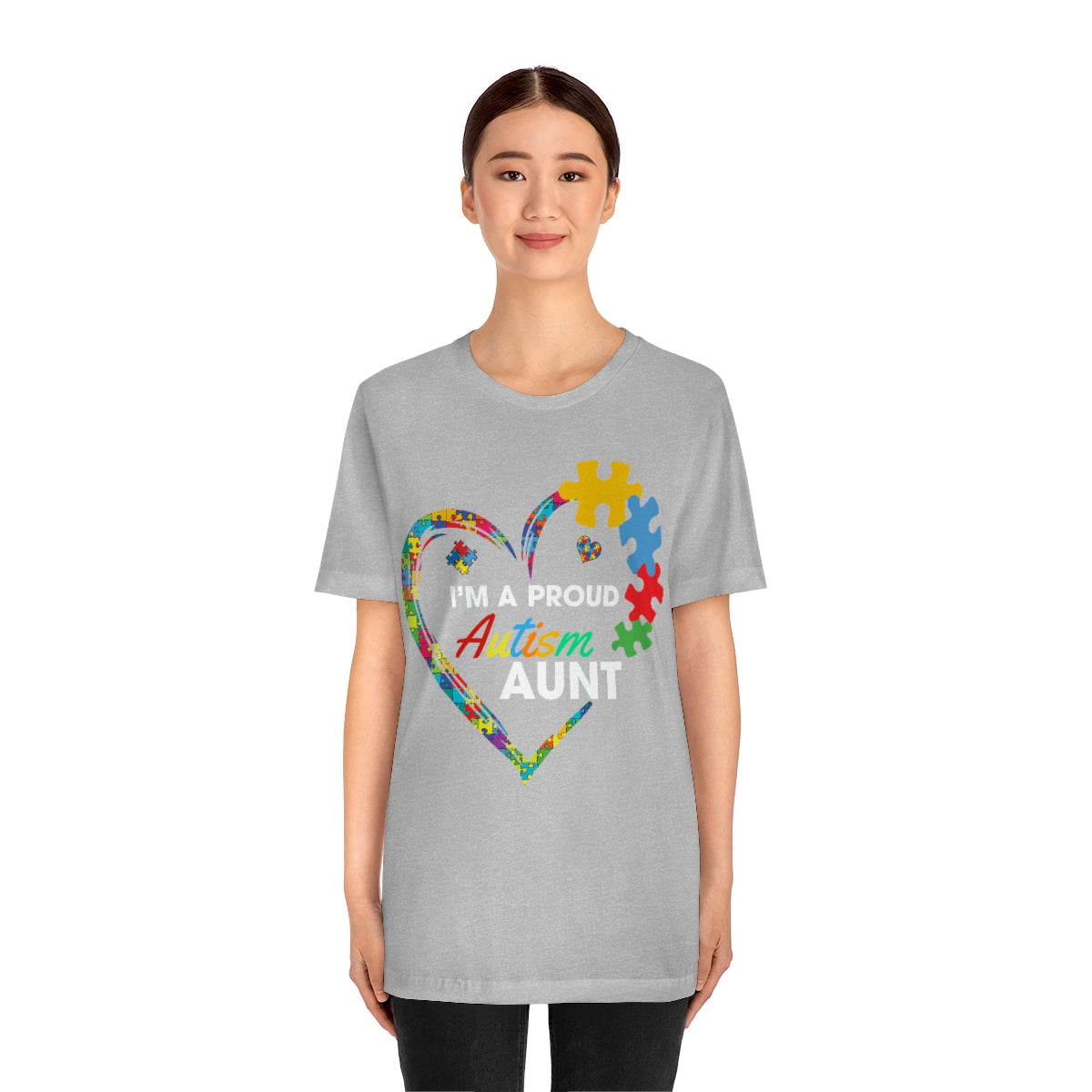 Proud Autism Aunt Heart Puzzle Pieces Tshirt