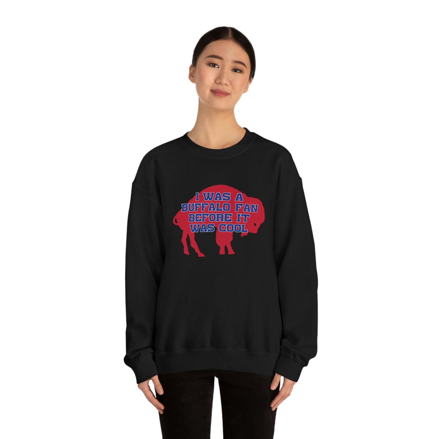 I Was a Buffalo Fan Before it was Cool Retro Red Logo Bills Mafia Football Crewneck Sweatshirt