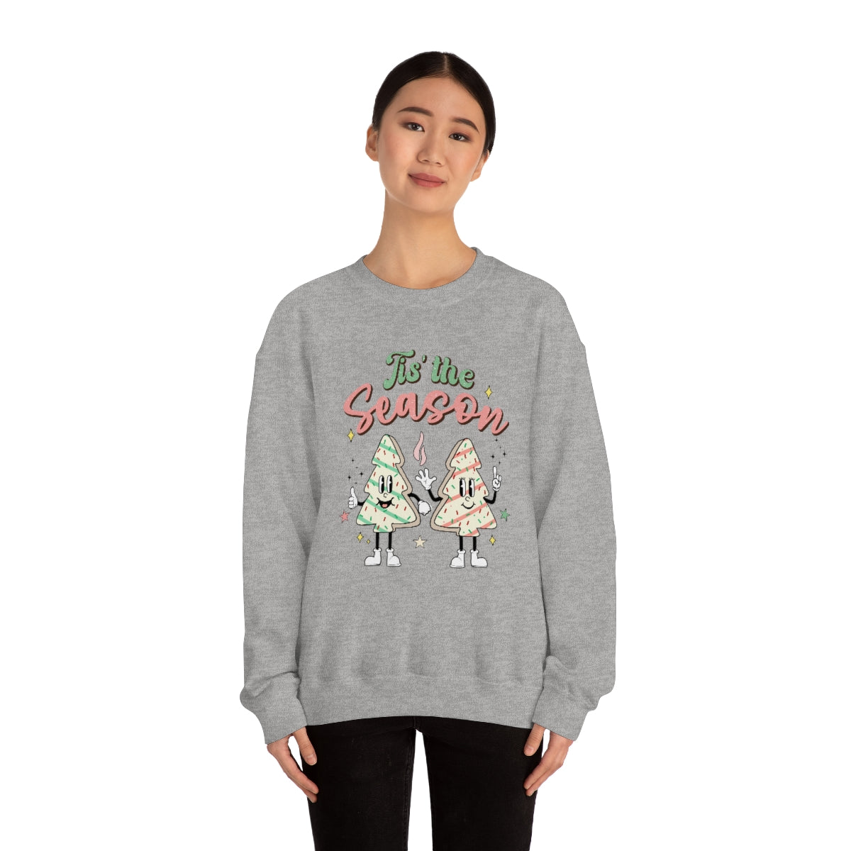 Tis the Season Cute Retro Vintage Tree & Treat Christmas Sweatshirt