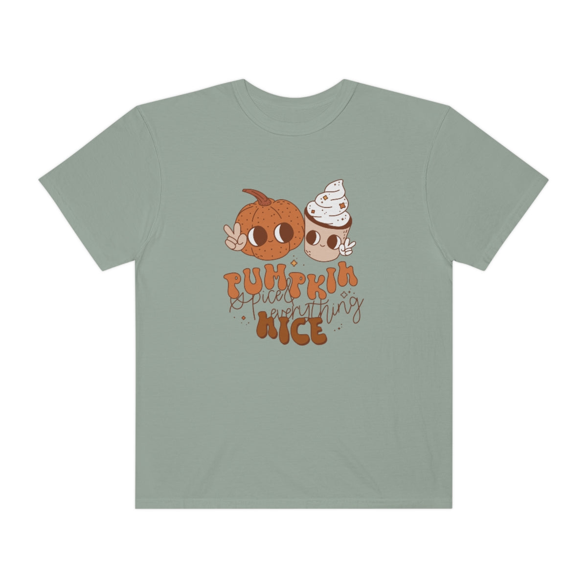 Pumpkin Spice Everything Cute Coffee & Pumpkin Halloween Design, Halloween Tshirt, Funny Tshirt Design on Unisex Garment-Dyed T-shirt