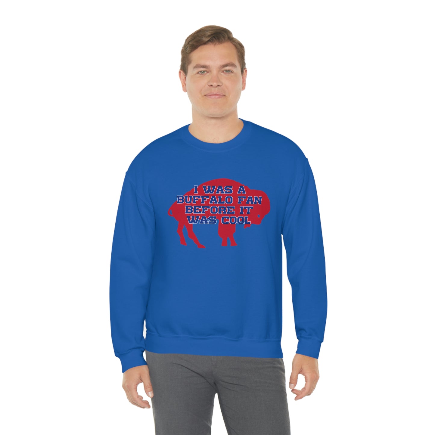 I Was a Buffalo Fan Before it was Cool Retro Red Logo Bills Mafia Football Crewneck Sweatshirt