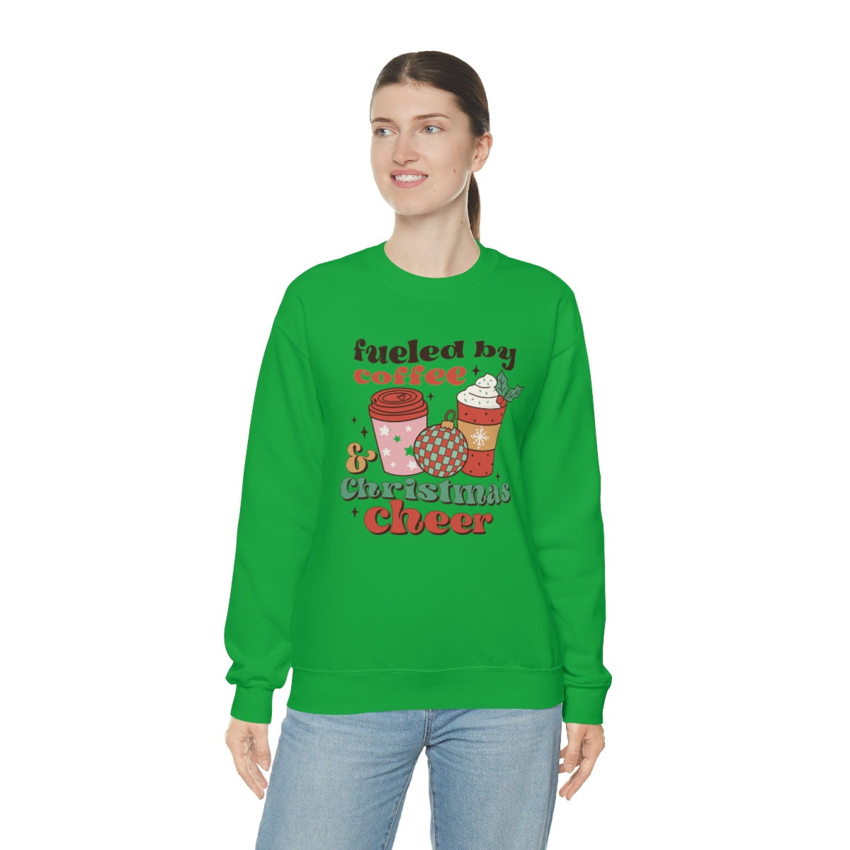 Fueled by Coffee and Christmas Cheer Xmas Holiday Sweatshirt