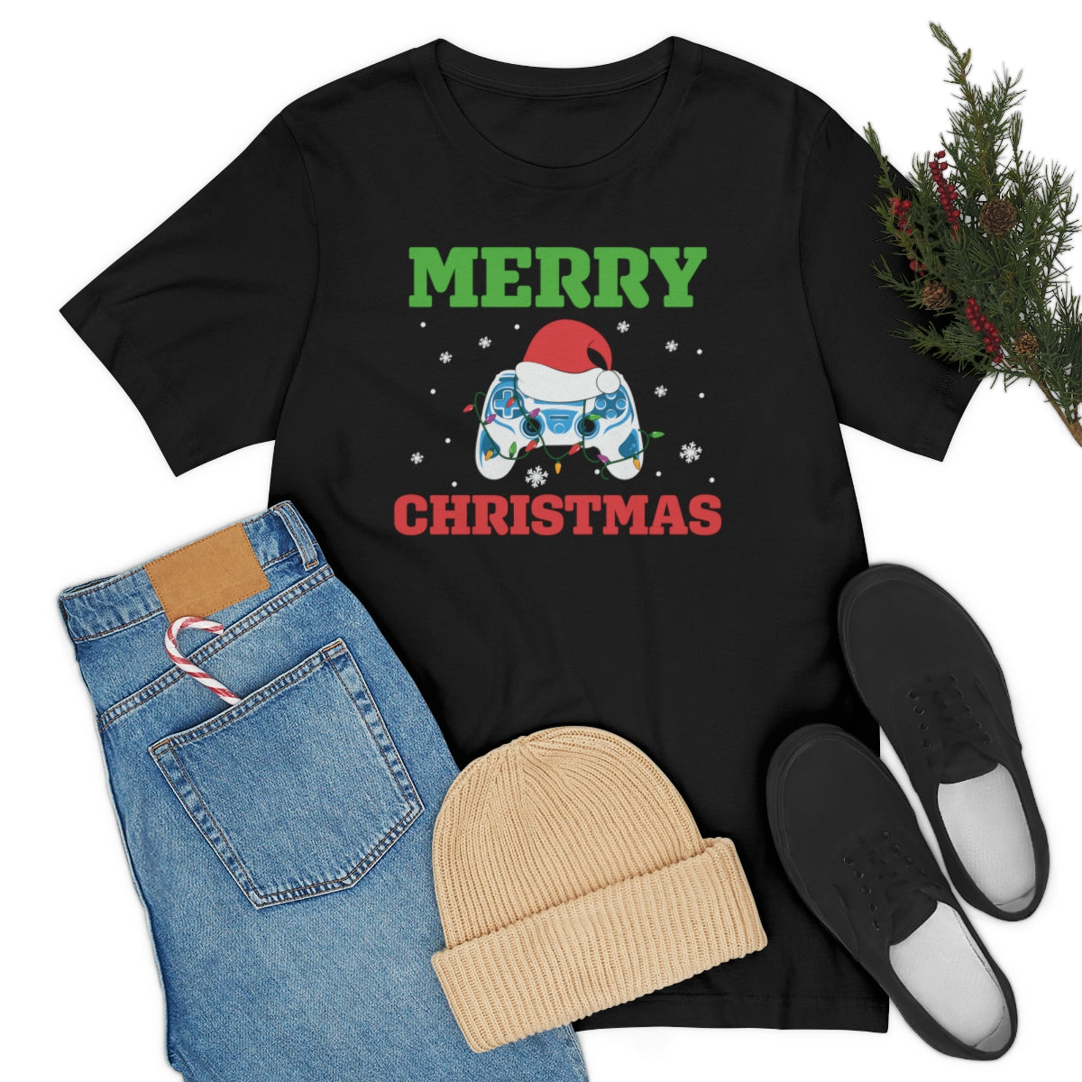 Video Game Controller Merry Christmas Holiday Tshirt