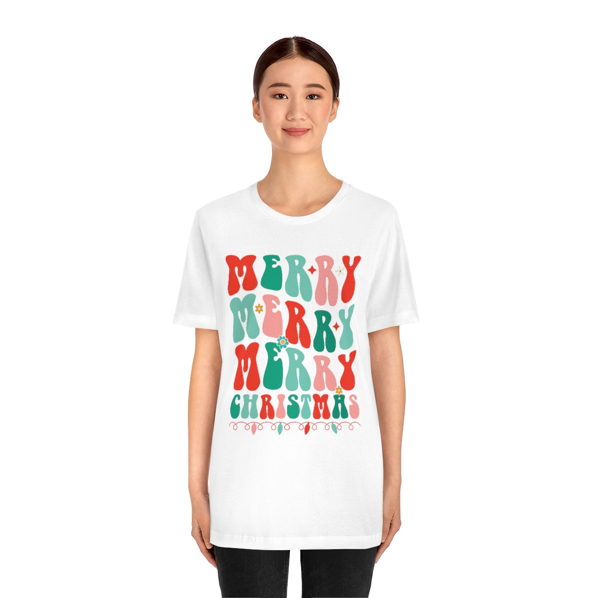 Retro Merry Merry Merry Christmas Xmas Holiday Tshirt