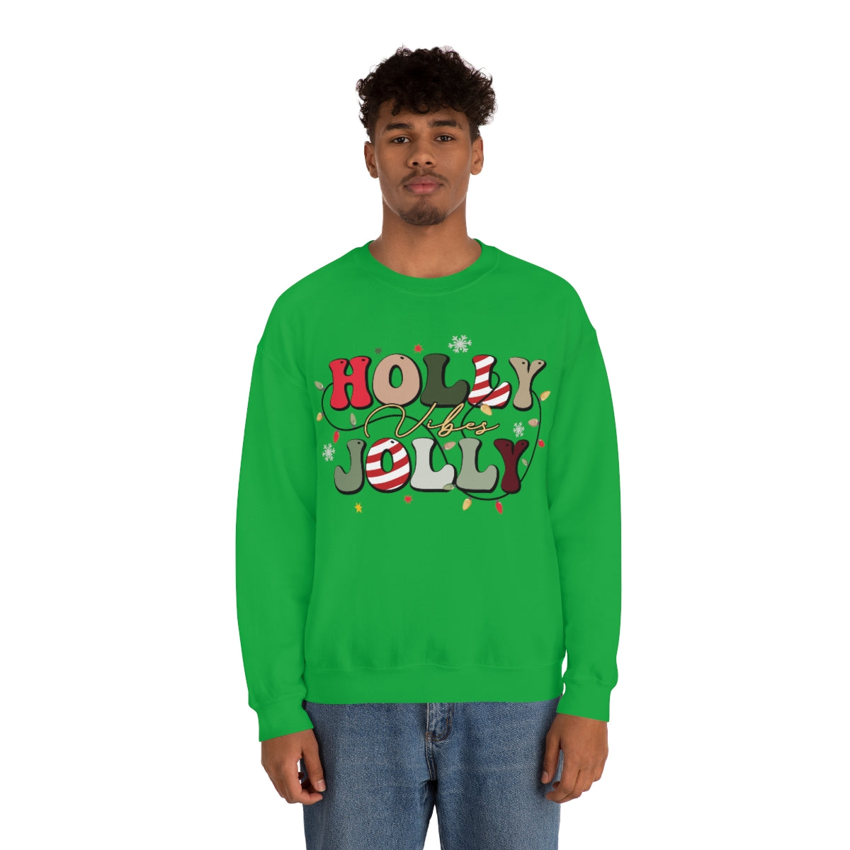 Holly Jolly Vibes with Lights Christmas Sweatshirt