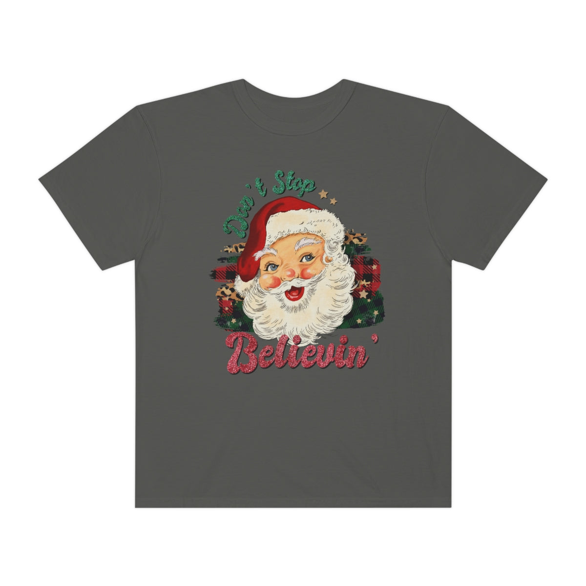 Don't Stop Believing Vintage Classic Santa Christmas Tshirt