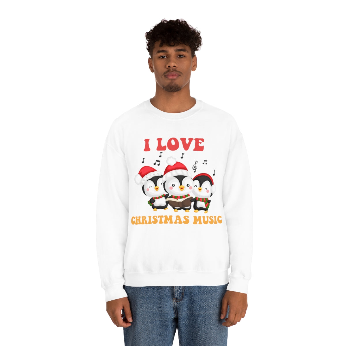 Cute I Love Christmas Music Singing Caroling Penguins Xmas Holiday Sweatshirt