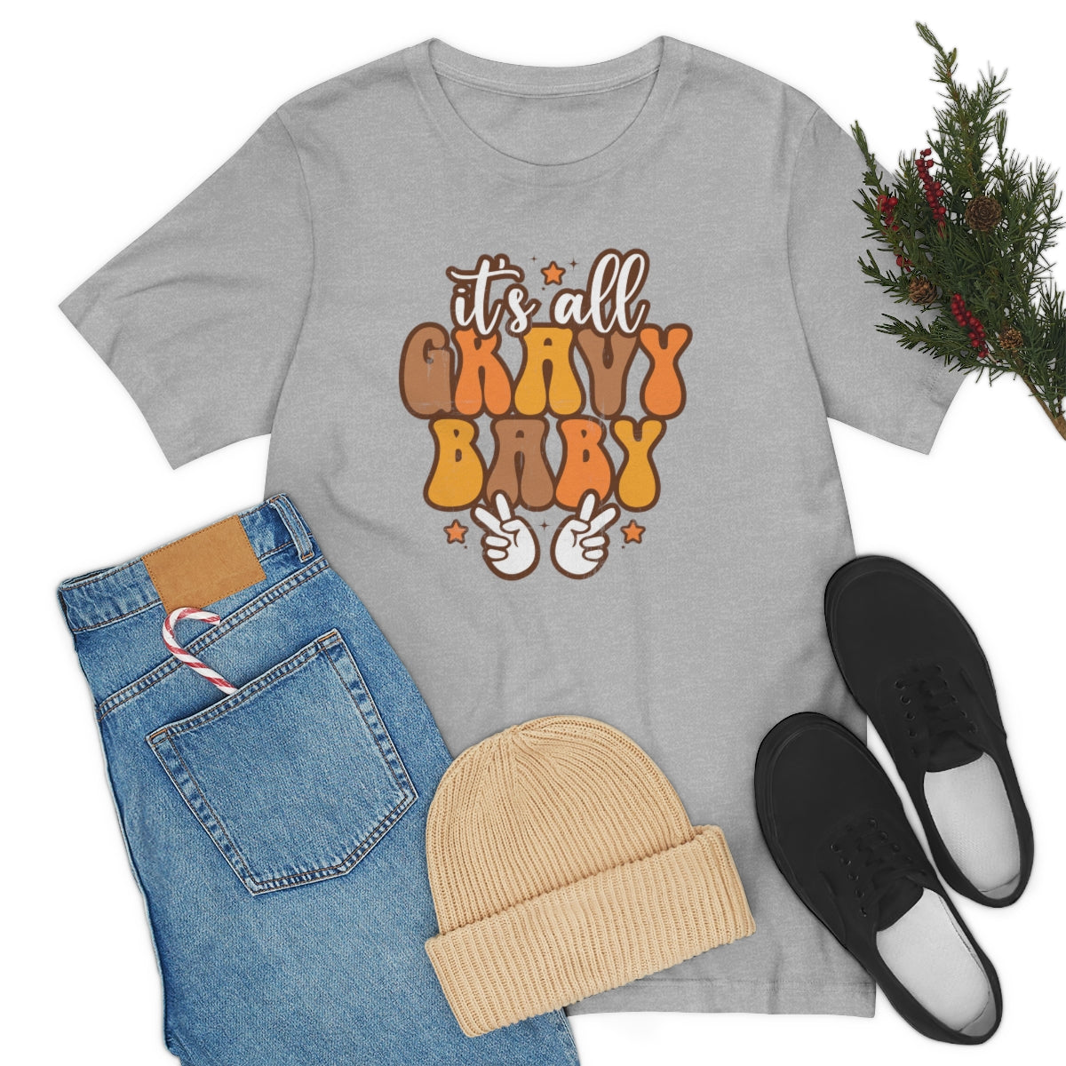 It's All Gravy Baby Thanksgiving Teeshirt on Unisex Jersey Short Sleeve Tee