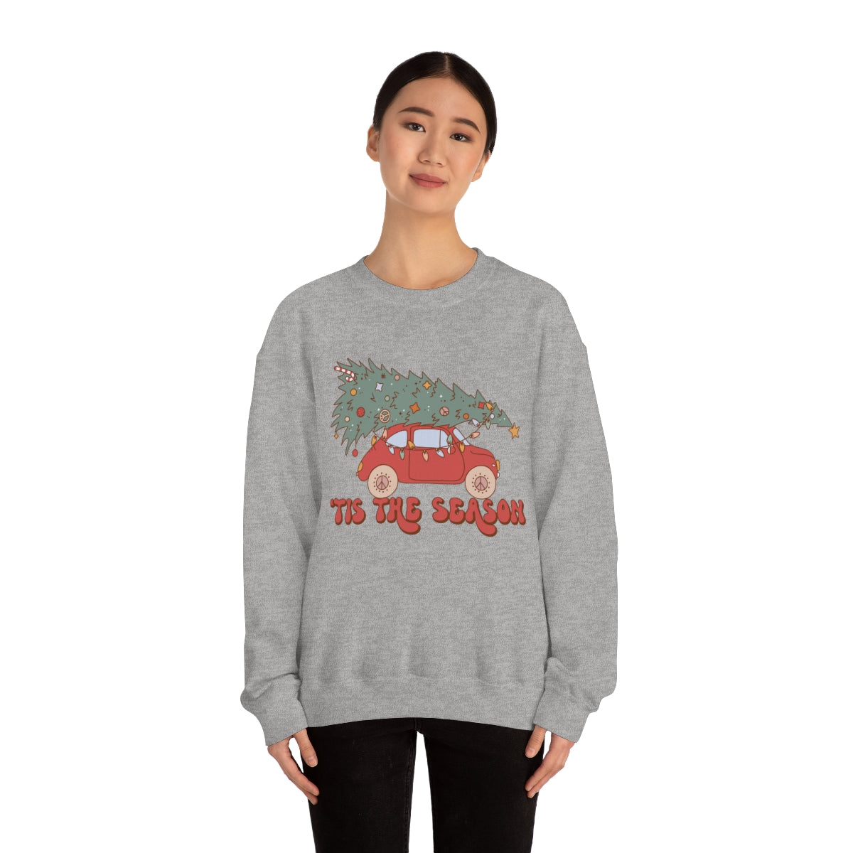 Tis the Season Groovy VW Bug Christmas Xmas Holiday Sweatshirt