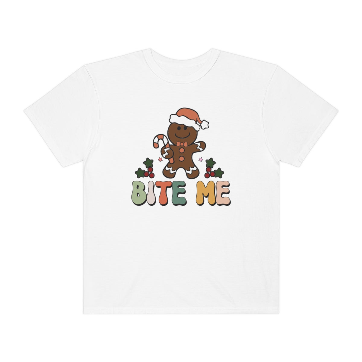 Bite Me Gingerbread Cookie Retro Christmas Tshirt