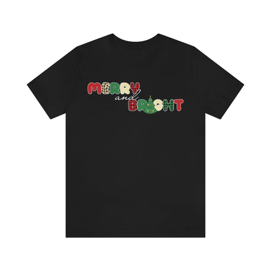 Merry & Bright Plaid Retro Christmas Tshirt