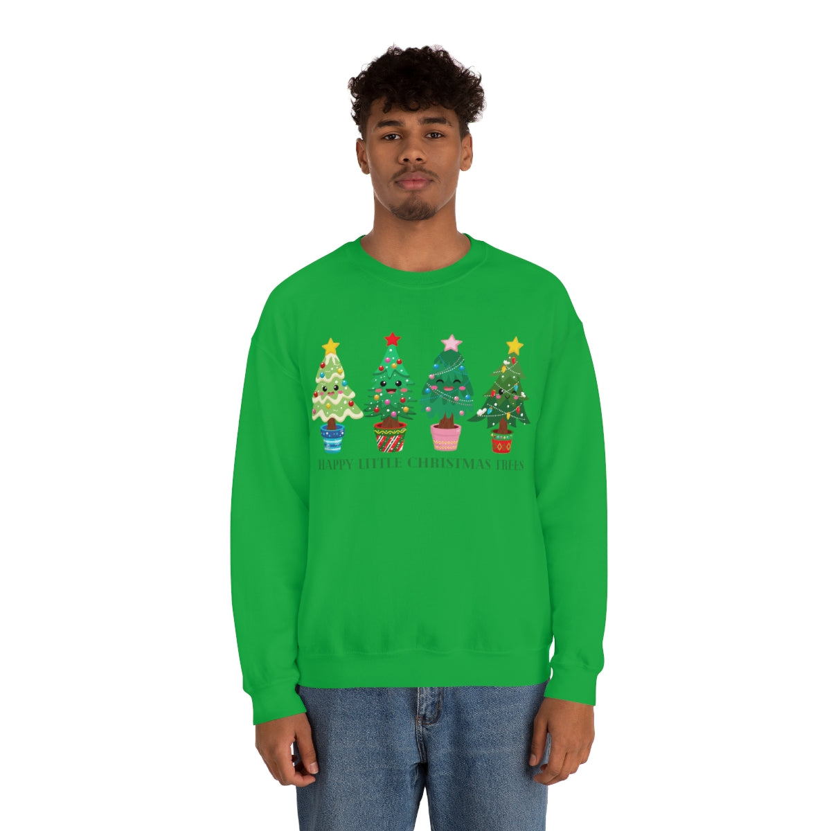 Happy Little Christmas Trees Xmas Holiday Sweatshirt